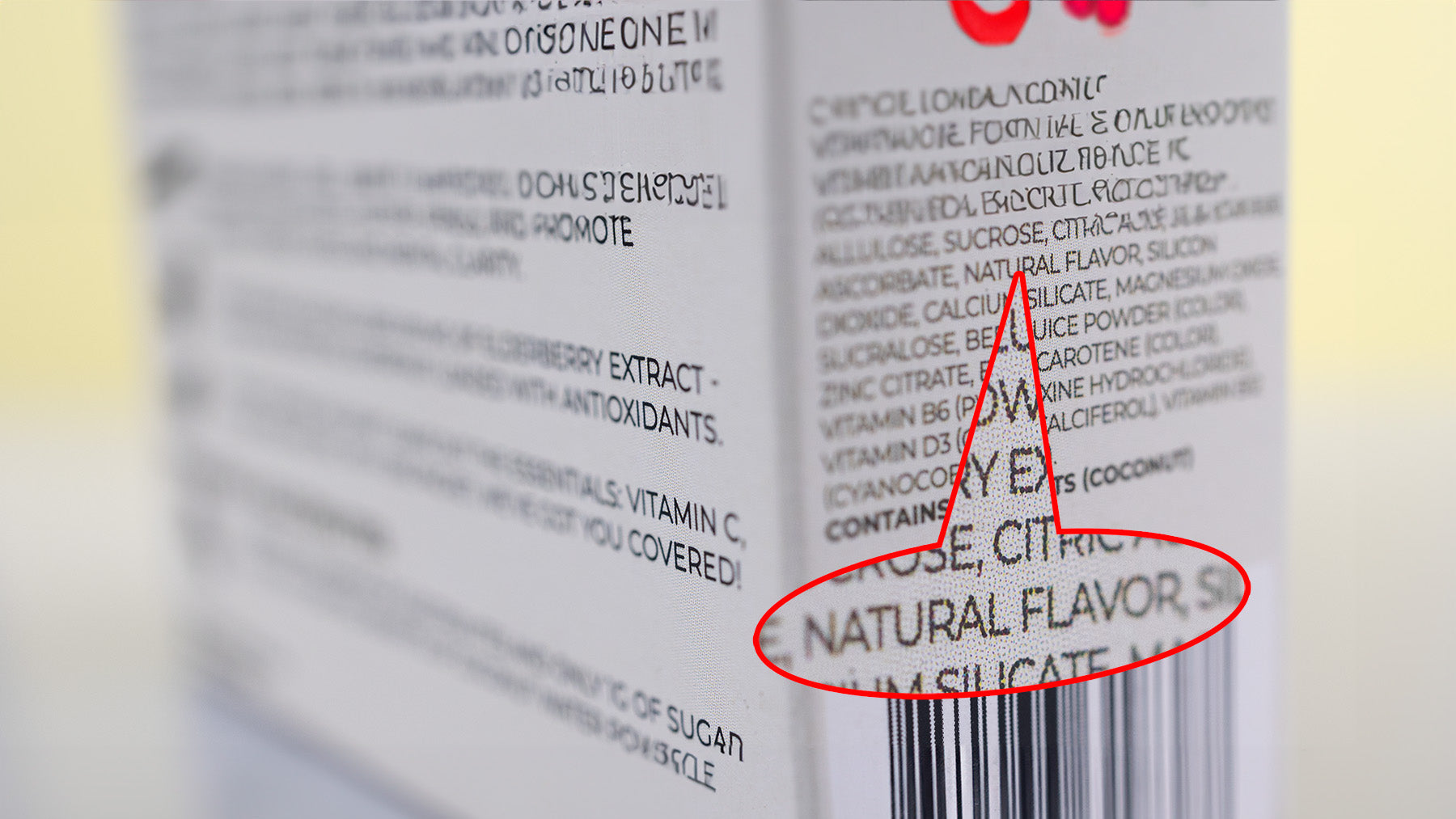 drink powder ingredient label with natural flavor