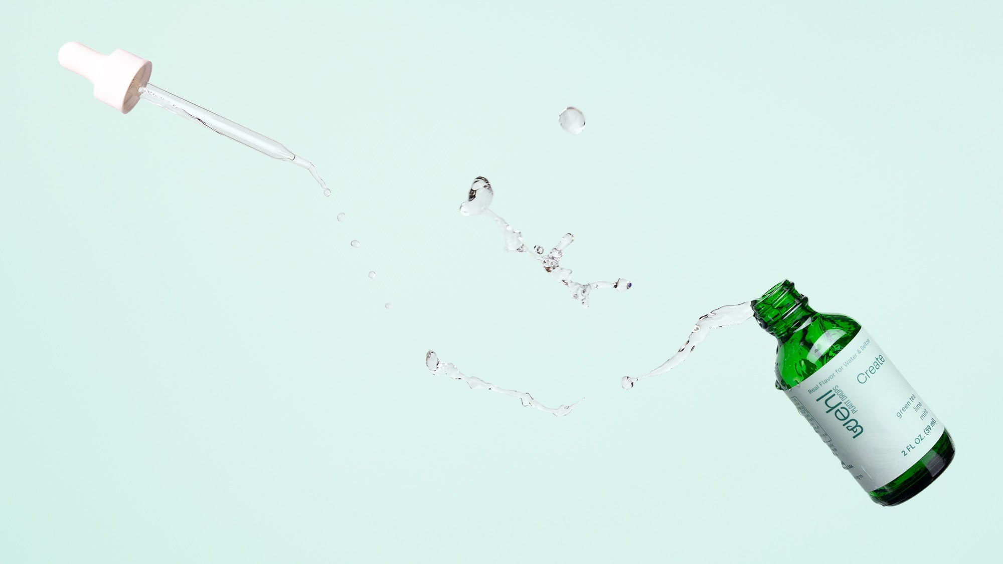 Splashing Bottle of Create Plant Drops - Water Flavor with Green Tea, Mint and Lime